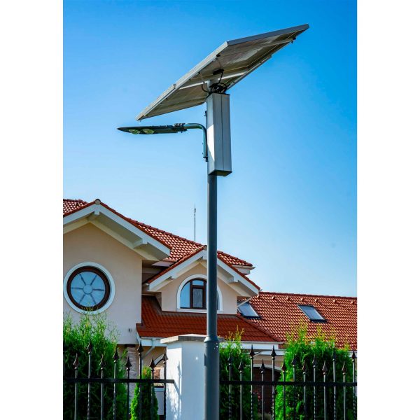 Stalp de iluminat stradal PNI SL80 cu doua panouri fotovoltaice 160W, proiector cu 2 leduri 80W, acumulator 60Ah si stalp de montaj - Image 7